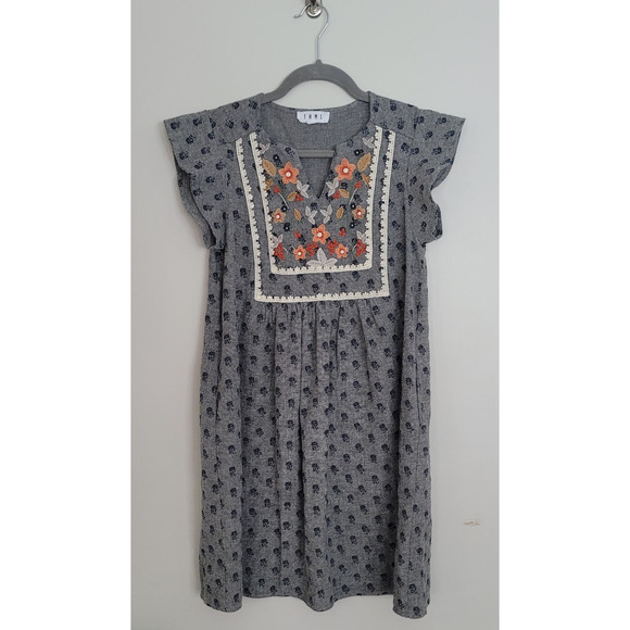 THML Dresses & Skirts - THML Cotton / Linen Above Knee Mini Embroidered Dress Women's Small